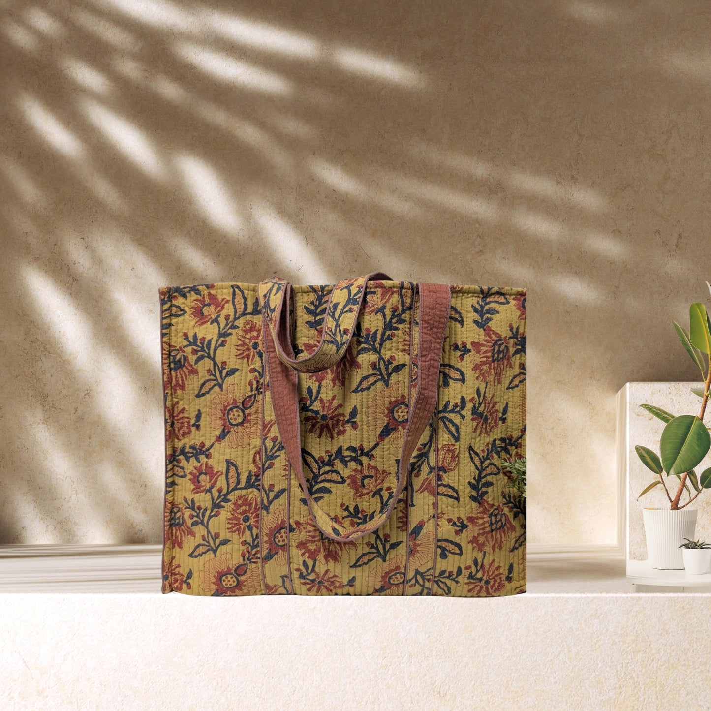 Autumn - Quilted Block Printed Tote