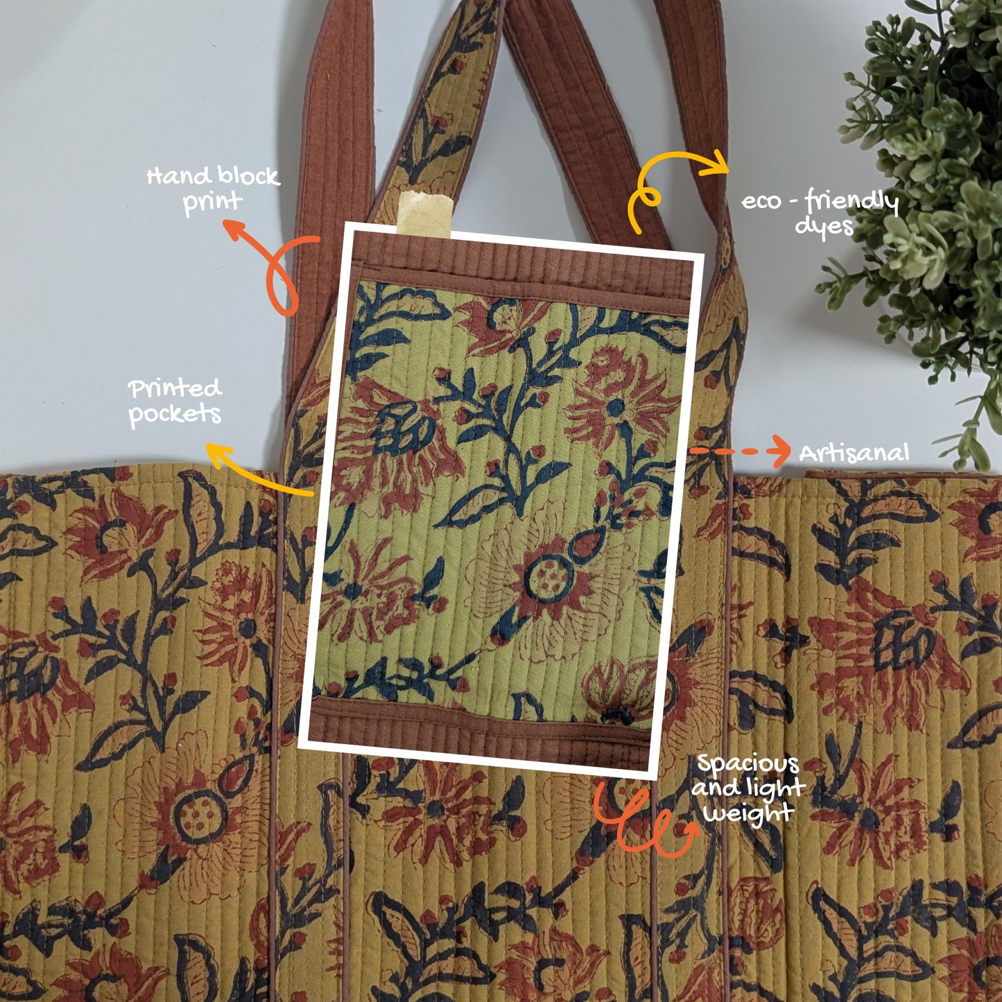 Autumn - Quilted Block Printed Tote