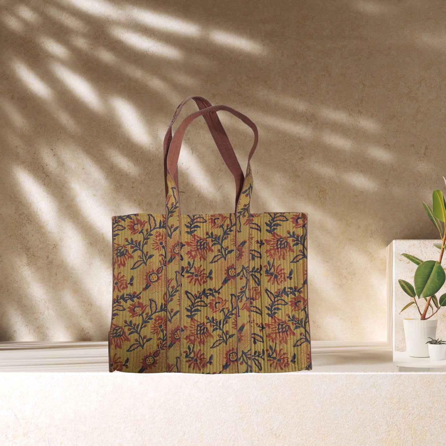 Autumn - Quilted Block Printed Tote