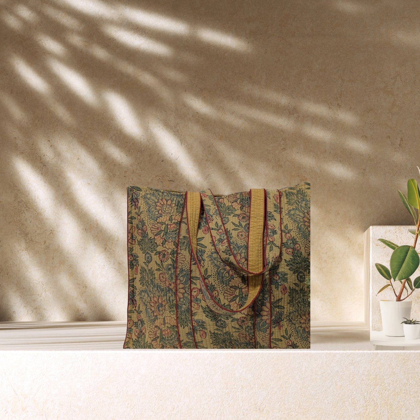 Soleil - Quilted Block Printed Tote
