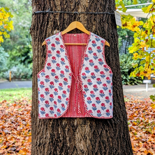 Rose imprint vest jacket