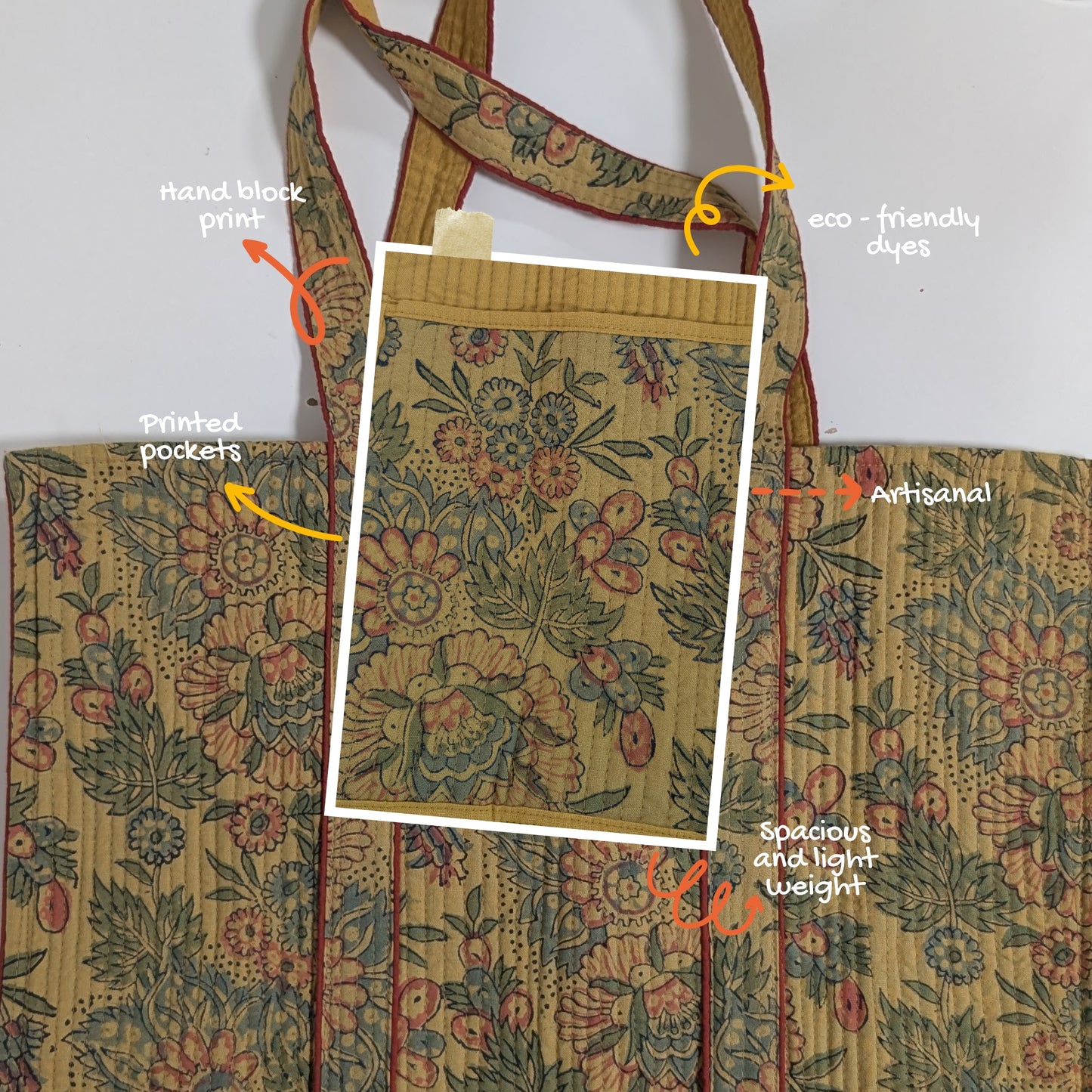 Soleil - Quilted Block Printed Tote