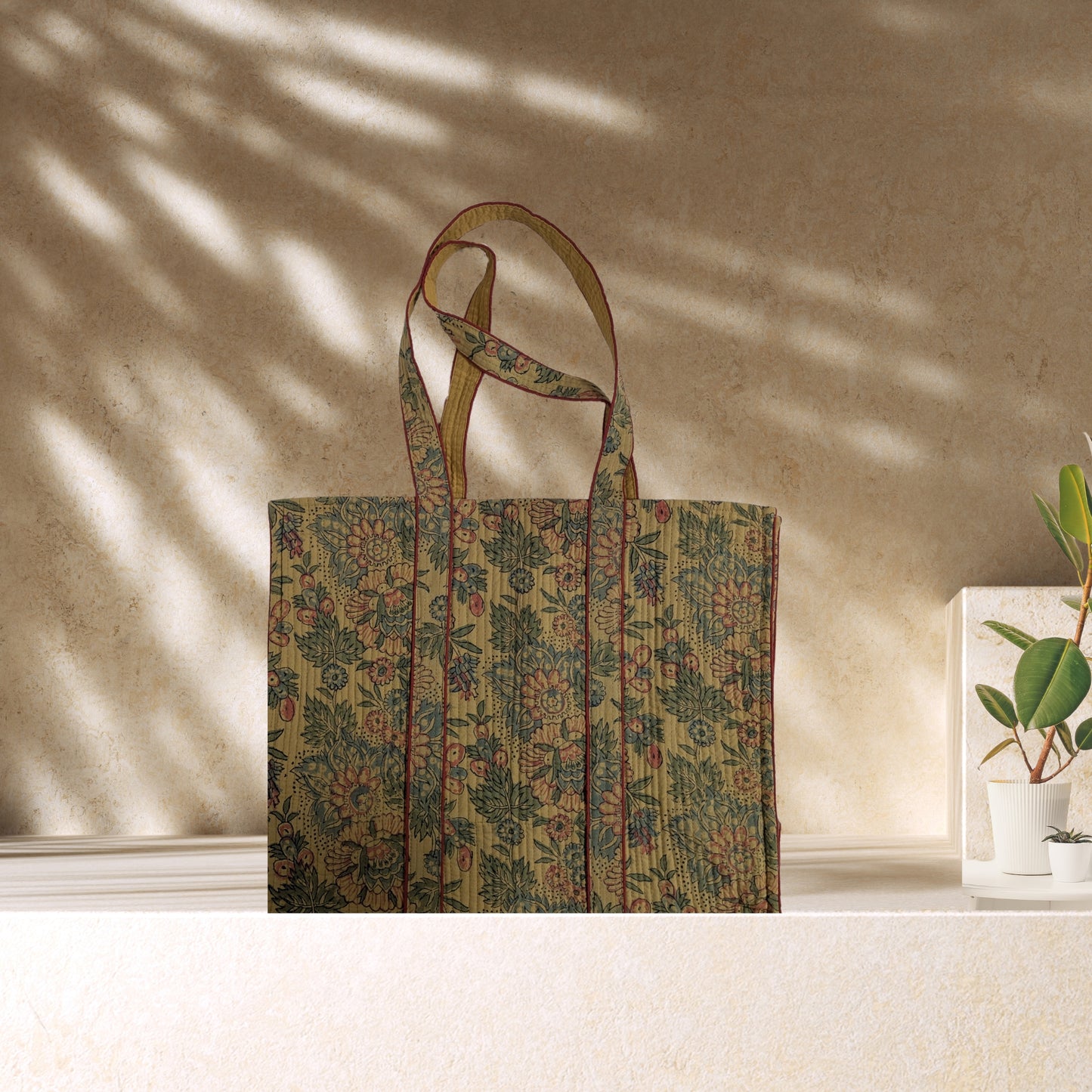 Soleil - Quilted Block Printed Tote