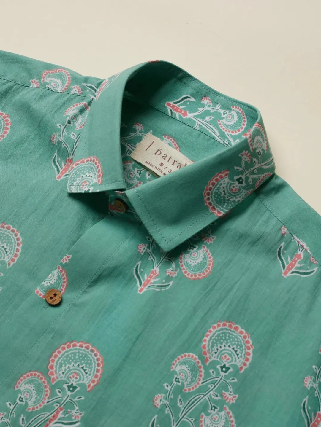 Teal Botanical Flower Printed Shirt